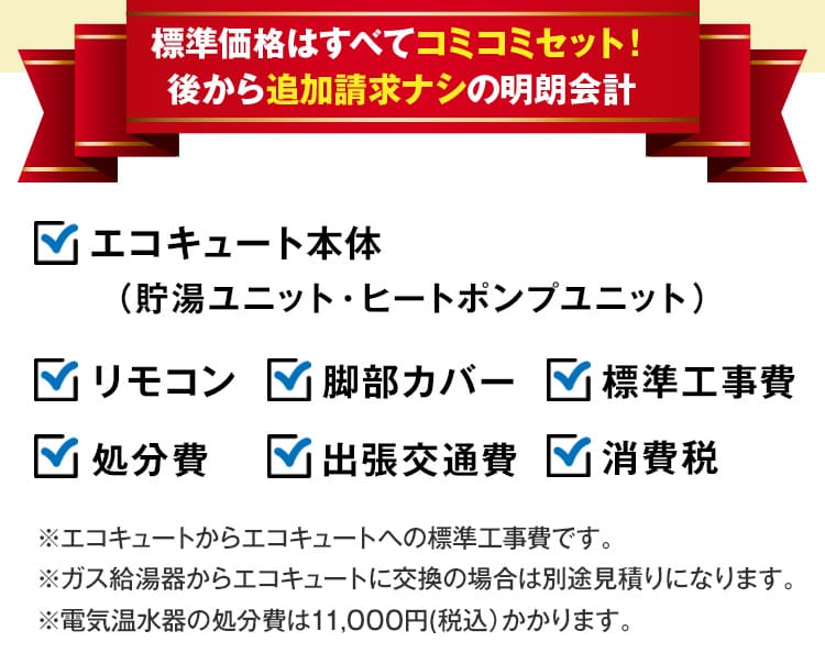 標準価格はすべてコミコミセット！後から追加請求ナシの明朗会計